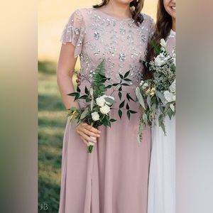 ASOS dusty pink formal dress with silver sequins